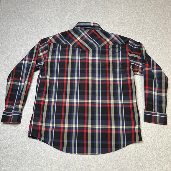 Coevals Club Shirt Mens 2XL Button Up Black Red Plaid Western Cowboy Pearl Snaps - Picture 4 of 6